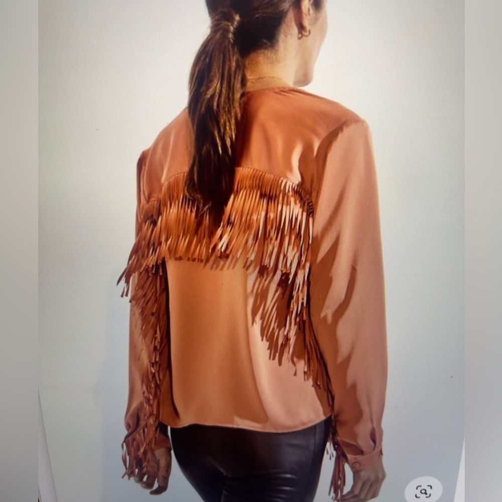 Satin Blouse with Fringe